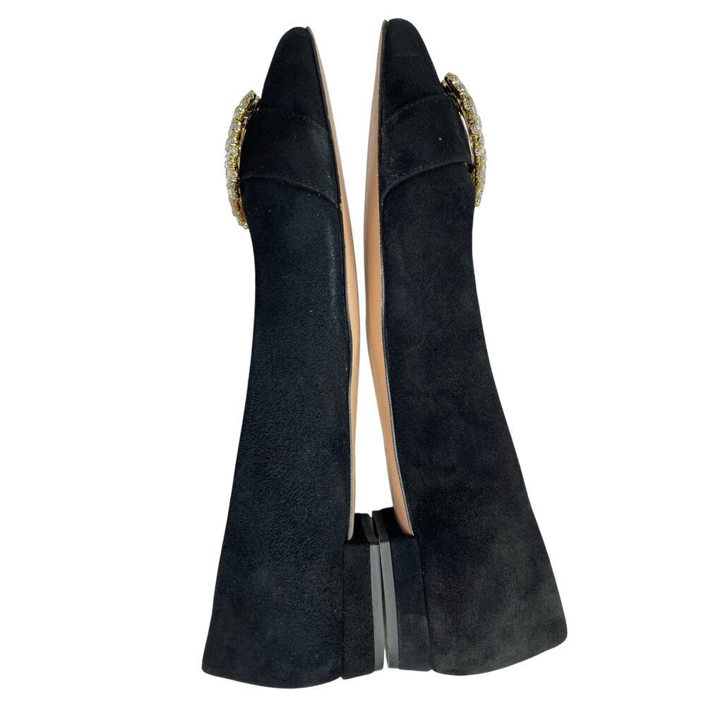 J Crew women’s Pointed toe black suede flats with crystal buckle size 8.5 - Picture 6 of 10